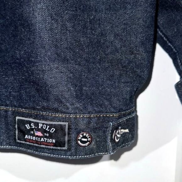 U.S. Polo Assn Mens Denim Jacket XL 100% Cotton Dark Blue Button-Up - Picture 4 of 9